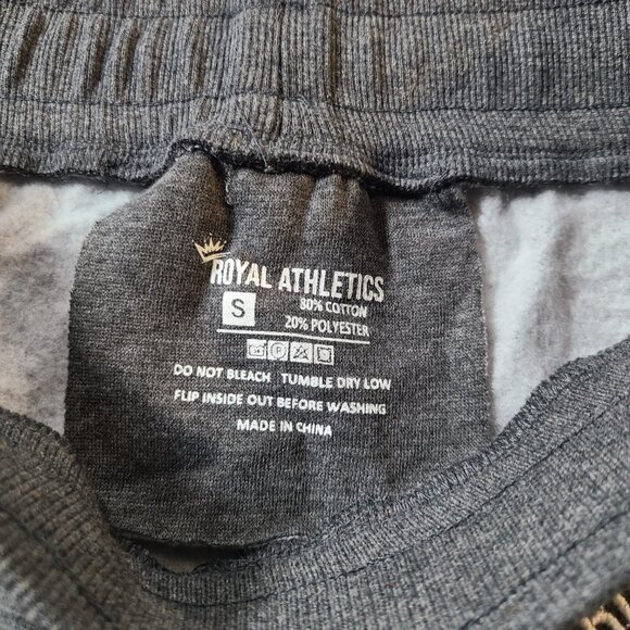 NWT Royal Athletics Grey Fleece Joggers | Zip Ankles Size Small Sweatpants - Picture 3 of 8